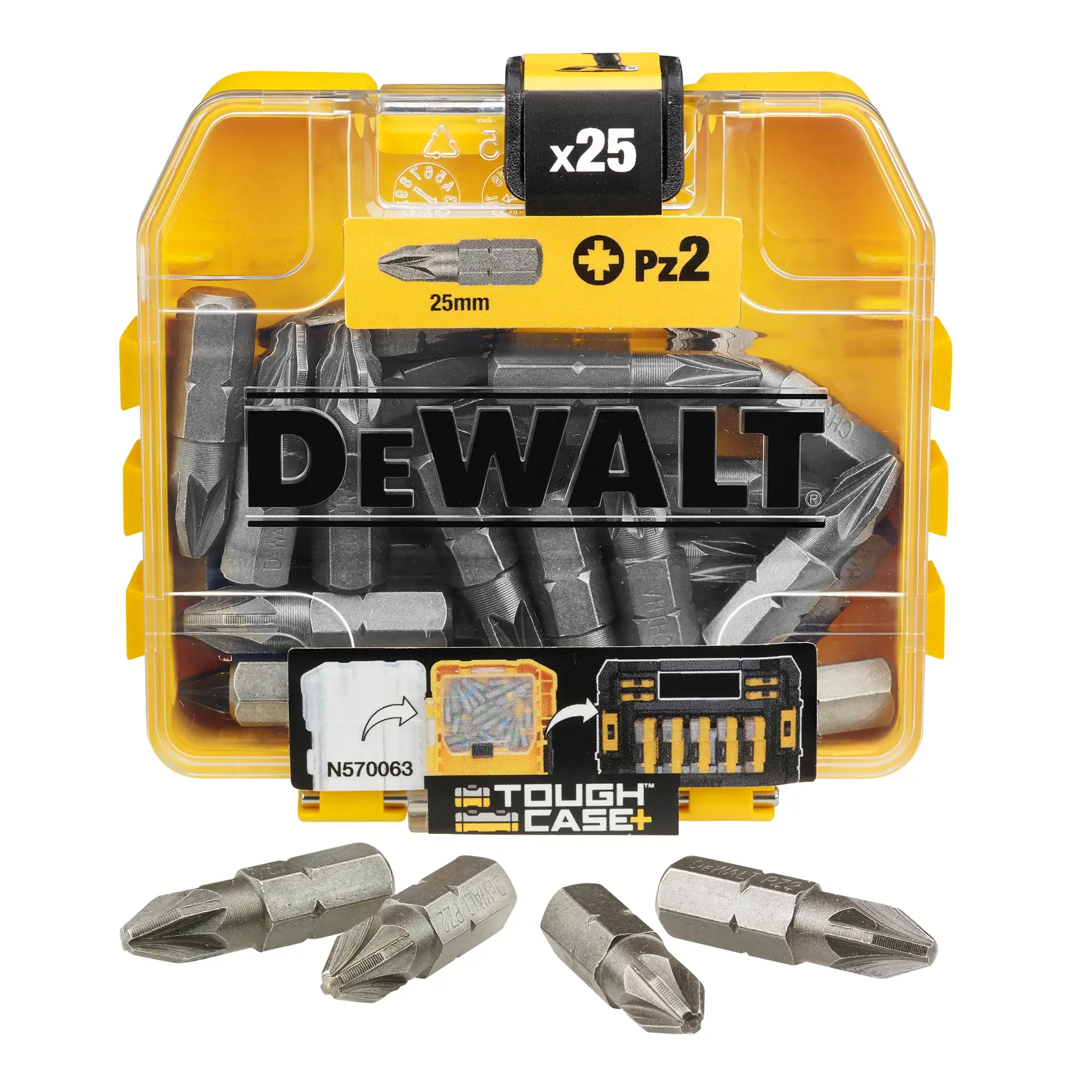 DEWALT DT71521-QZ PZ2 25毫米十字批咀25支裝白底產品圖
