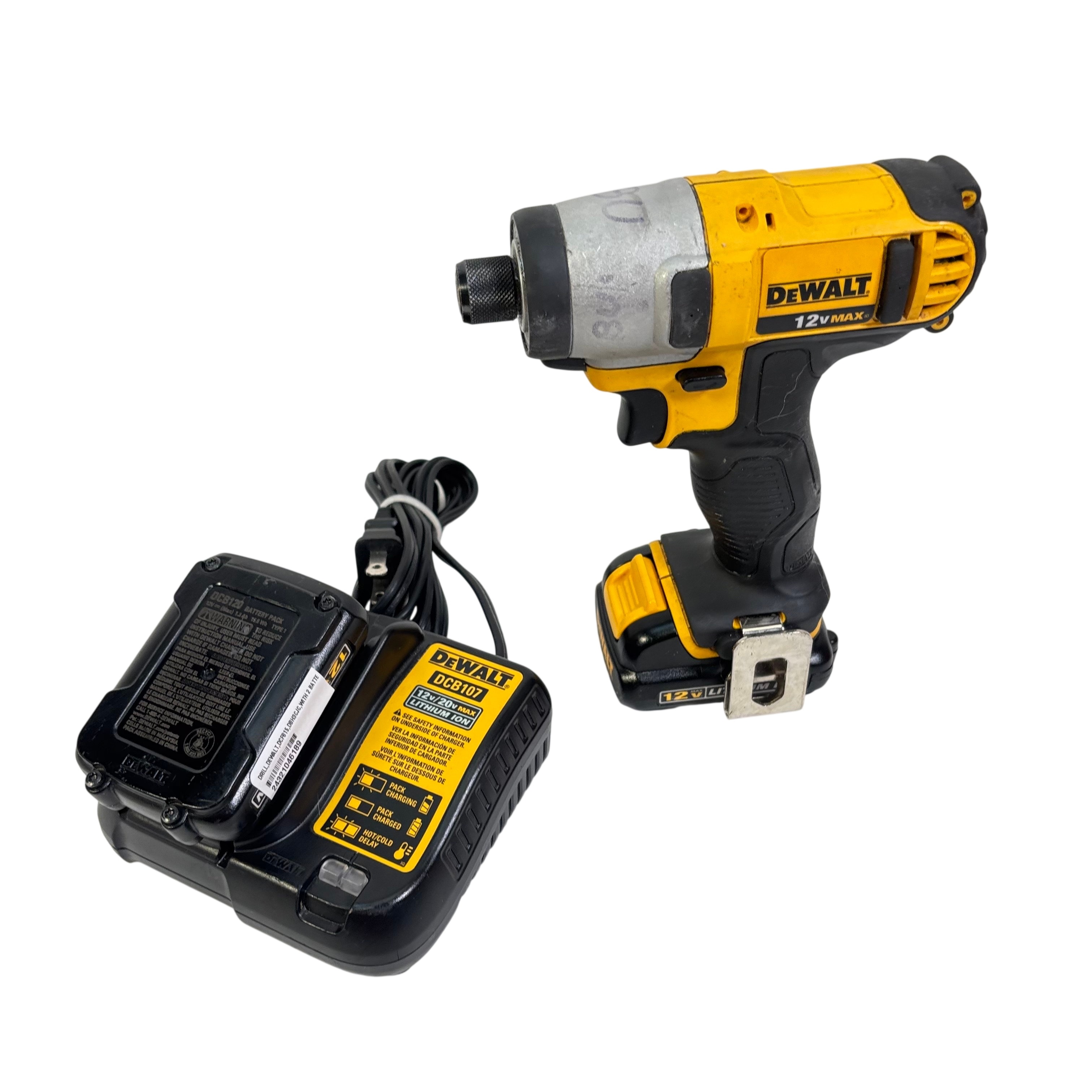 DEWALT 得偉 DCF815 12V MAX 鋰電衝擊起子機連充電器套裝(正面)