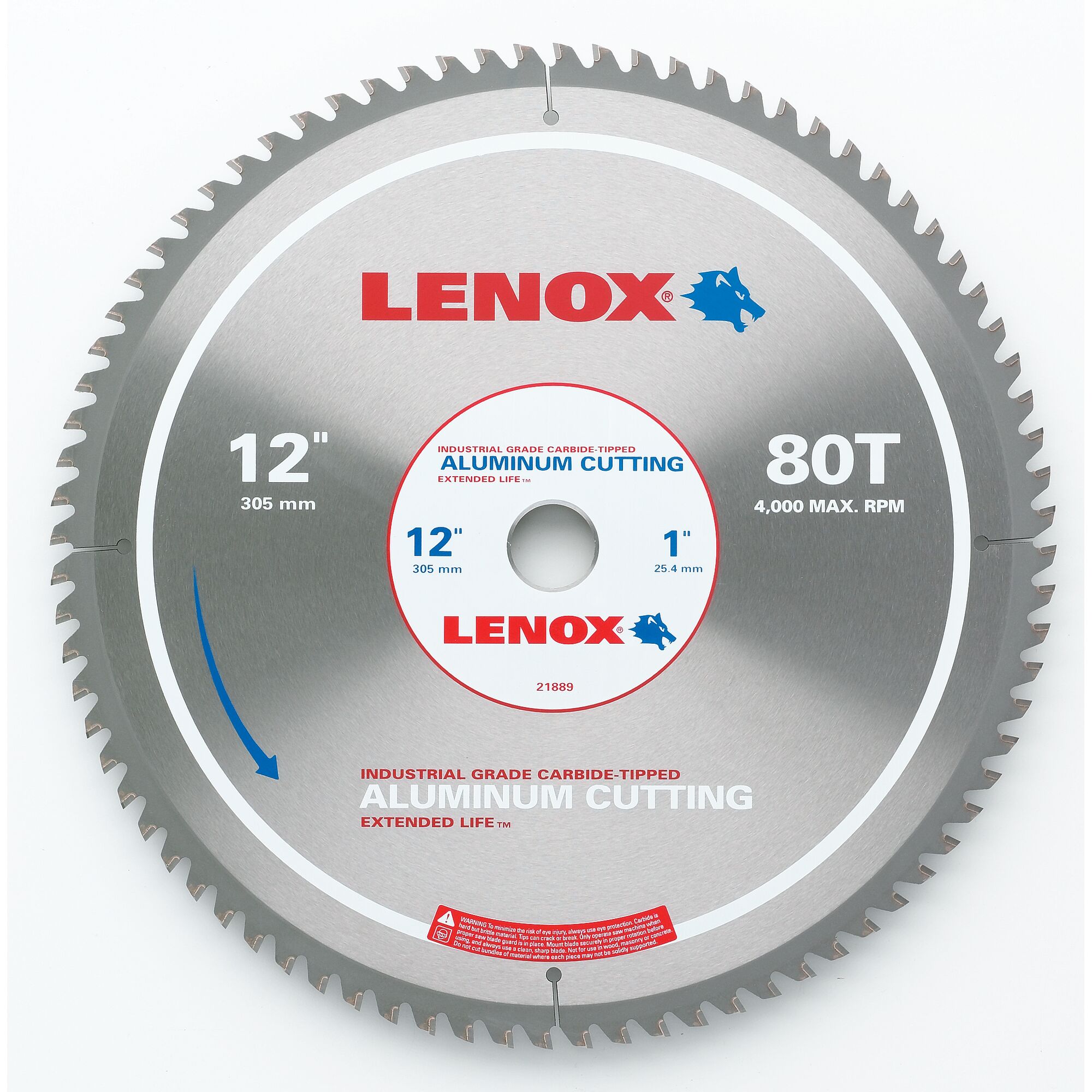 LENOX 狼牌 LE-21889AL120080CT 金屬切割用圓鋸片 305mm 80T 鋁材專用 白底產品圖