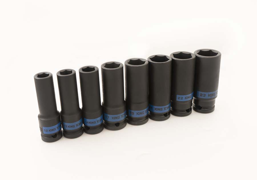 KING TONY 4410MP 八支公制六角氣動長套筒,12、13、14、17、19、21、22、23 mm