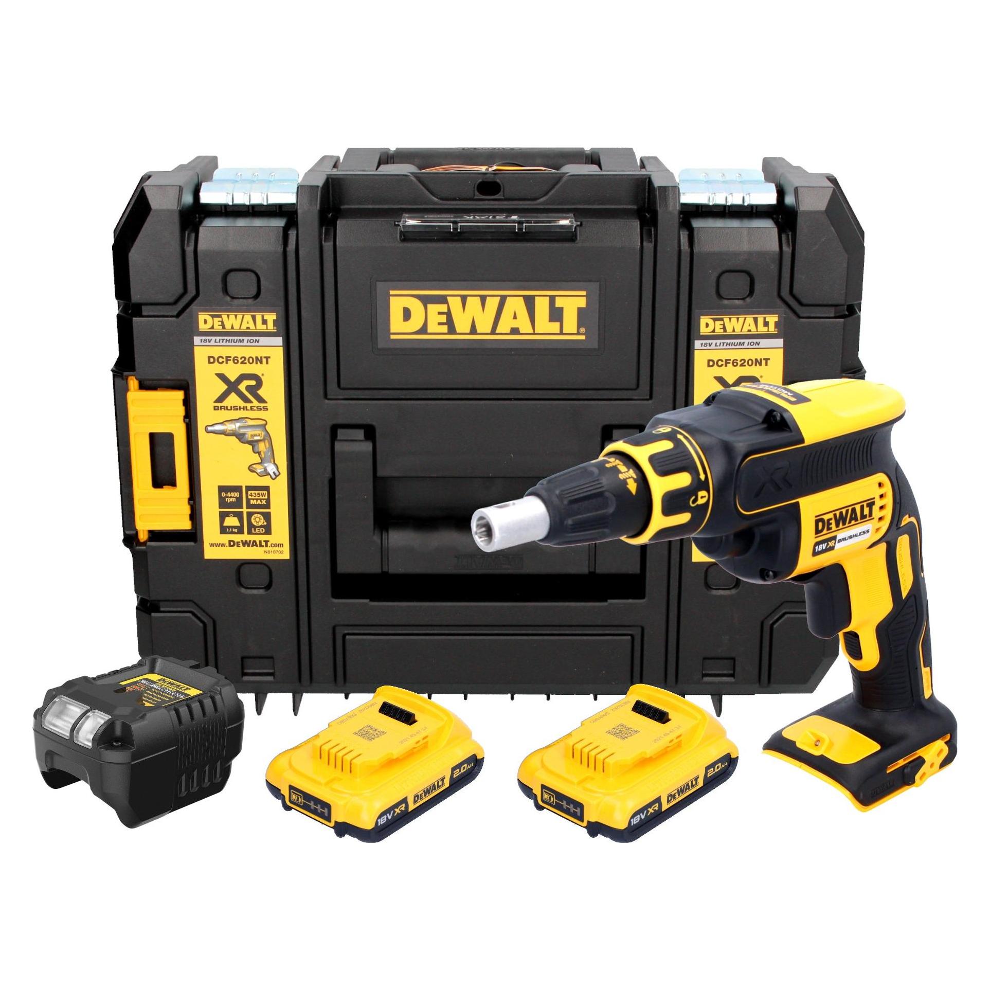 DEWALT 得偉 DCF620D2T 20V 無碳刷隔間用起子機套裝連工具箱、充電器及兩顆 2.0Ah 電池(套裝)