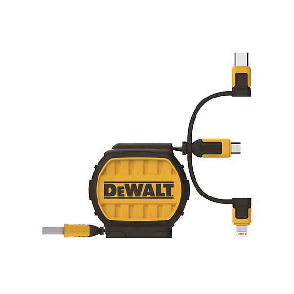 DEWALT 得偉 DXMA1311364E 伸縮三合一 Lightning/Type-C/Micro 連接線(正面)