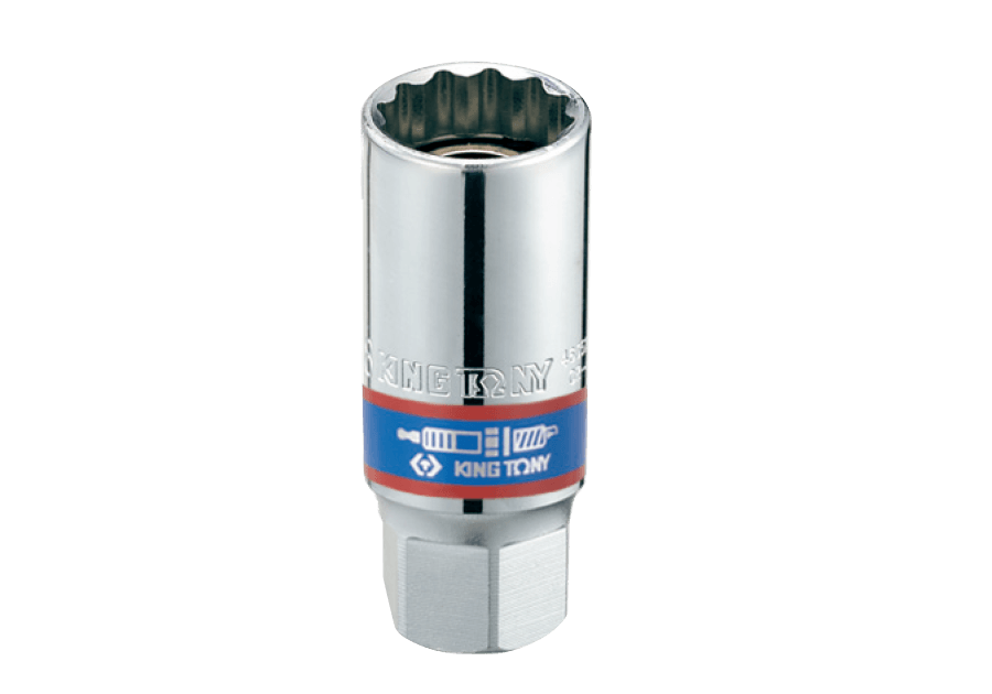 KING TONY 466021 製造商實物示意圖;本款為 466021M、21 mm、1/2 吋十二角磁性火星塞套筒,單顆出售