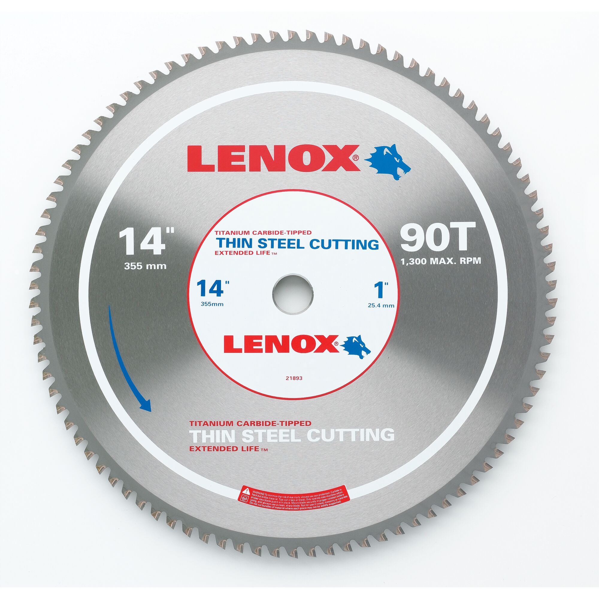 LENOX 狼牌 LE-21893TS140090CT 金屬切割用圓鋸片 355mm 90T 薄型鋼材 白底產品圖