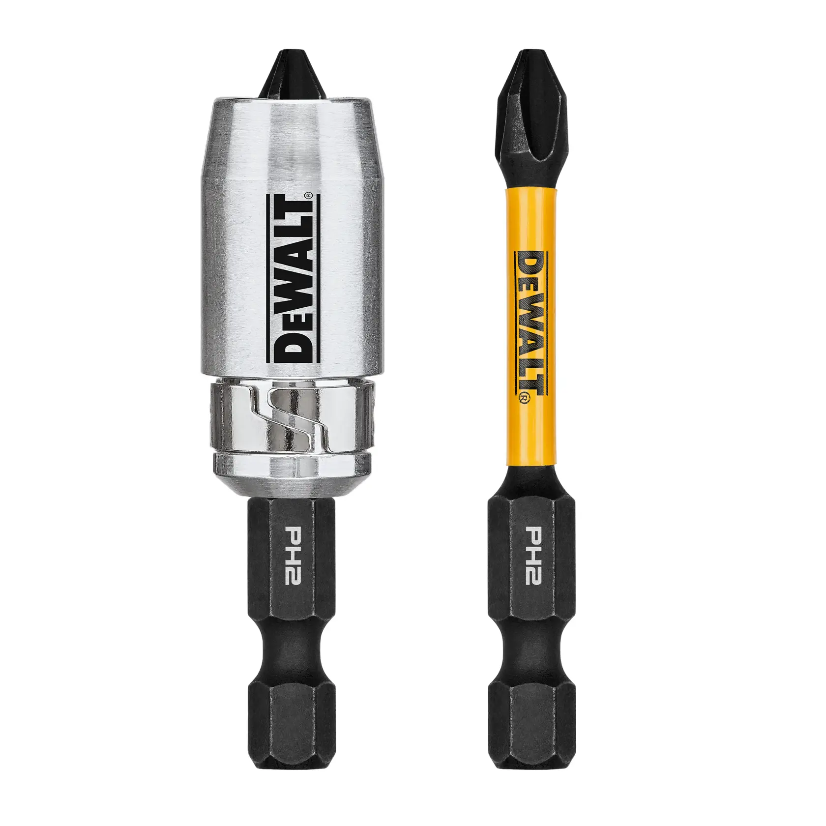 DEWALT 得偉 DWAF2PH2IR2S 高扭力起子頭 PH2 及磁性套筒(正面)