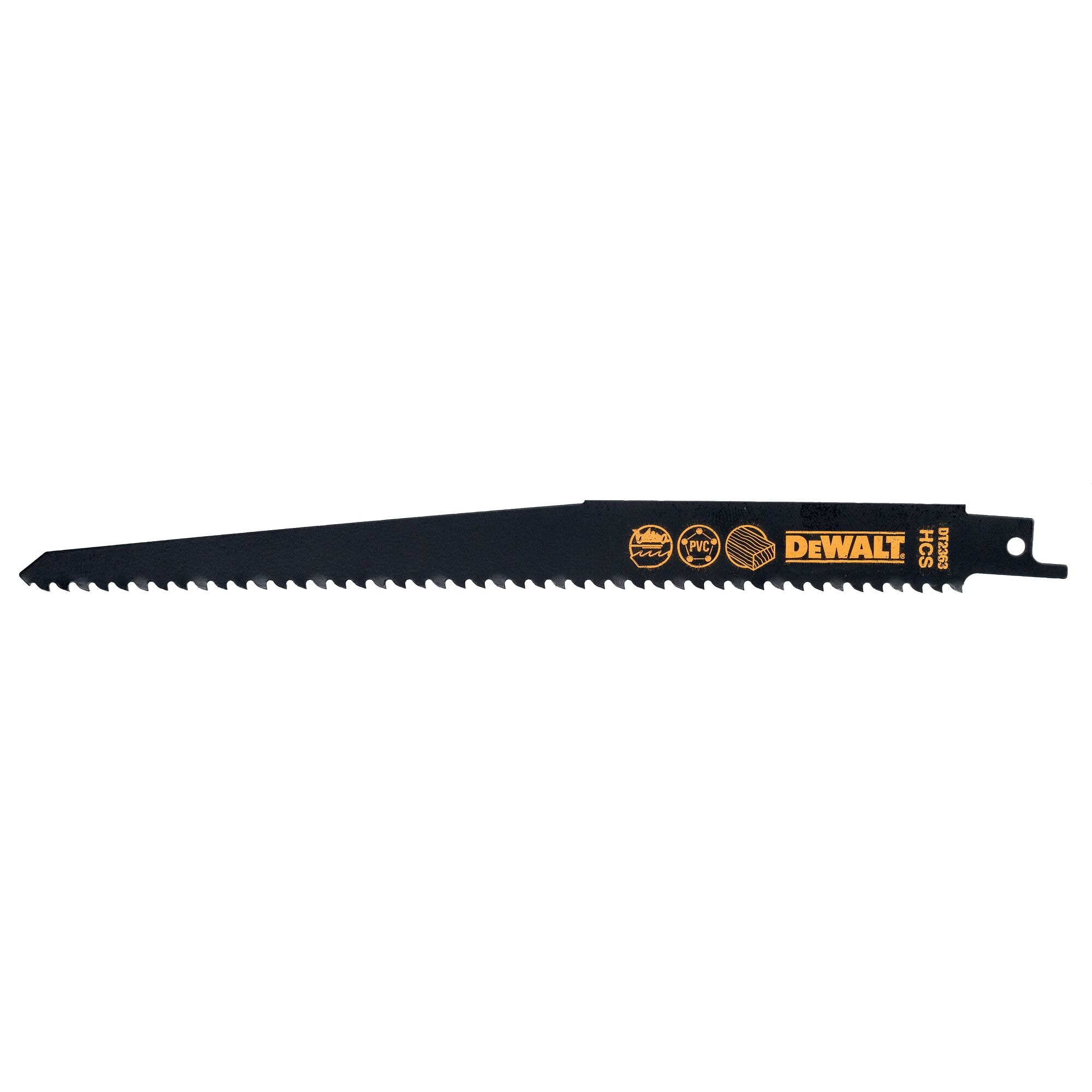DEWALT 得偉 DT2363-QZ 9 吋 6T 高碳鋼木材及塑膠用軍刀鋸片白底圖