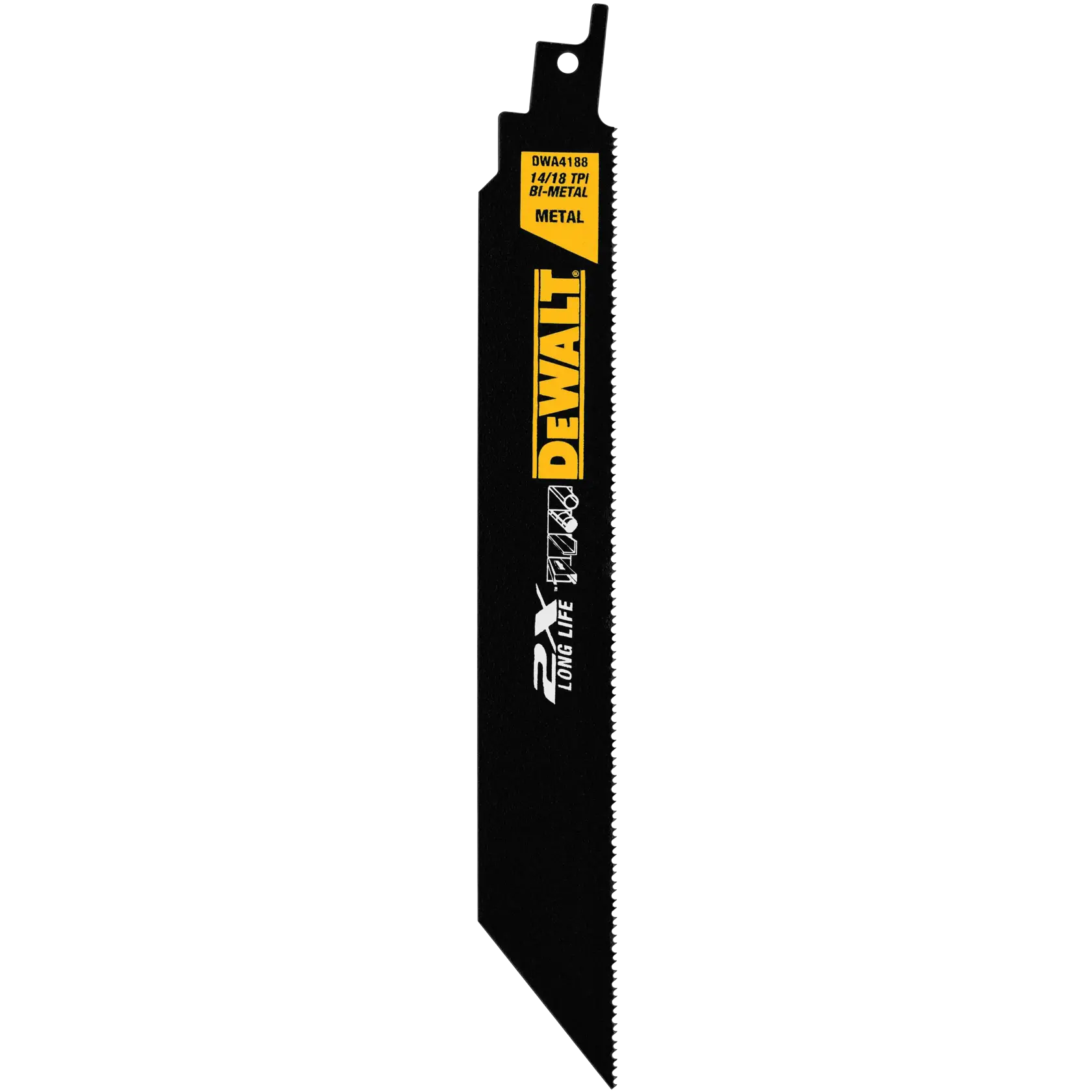 DEWALT 得偉 DWA4188 8吋 2X 雙金屬鐵工用軍刀鋸片 14/18T(正面)