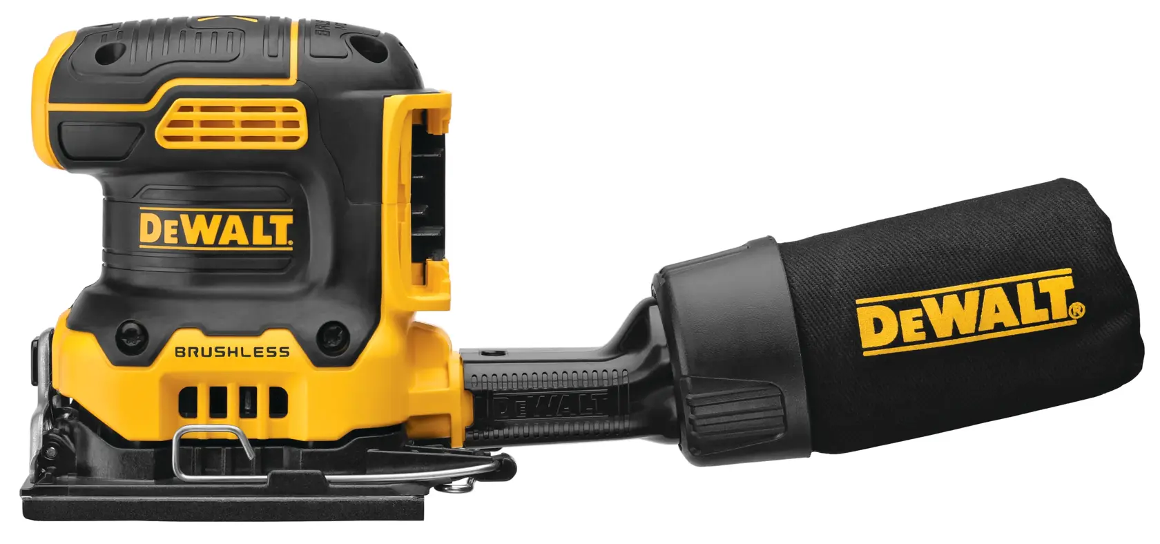 DEWALT 得偉 DCW200B 20V MAX 無碳刷 1/4 砂磨機(側面,連集塵袋)