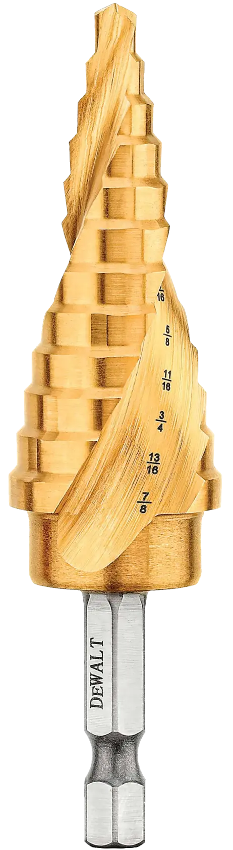 DEWALT 得偉 DWA1784IR 3/16"X1/2" 鍍鈦階梯鑽頭 六角軸(正面)