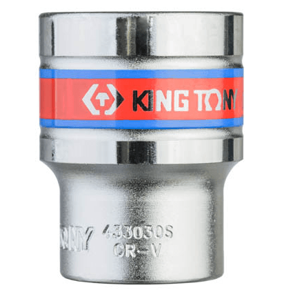 KING TONY 433030S 1/2 吋方頭 15/16 吋十二角標準卜頭正面,照片刻印 433030S 及 CR-V,單顆出售