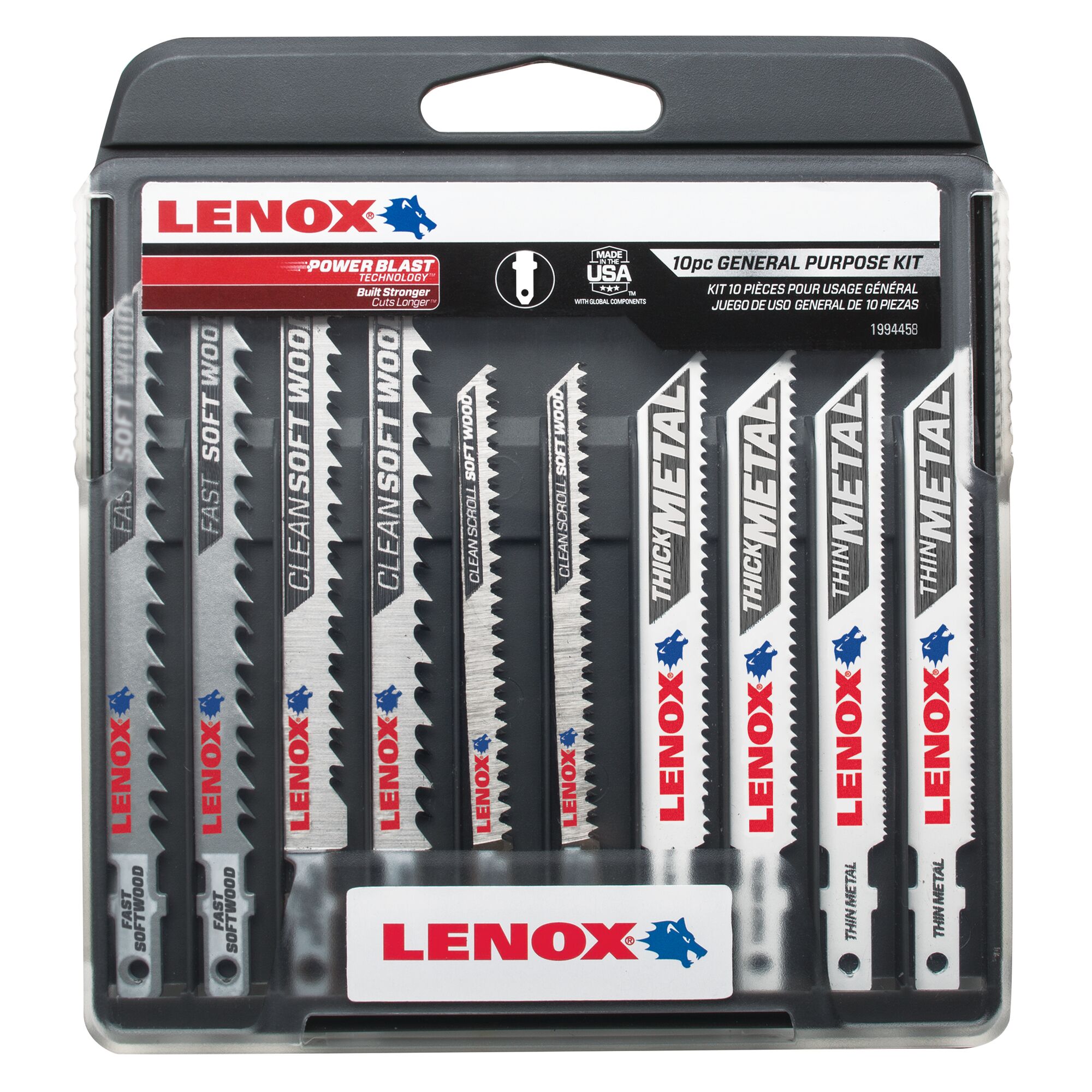 LENOX 狼牌 LE-1994458 10 件式 T 型柄通用線鋸片組 10 支裝白底產品圖