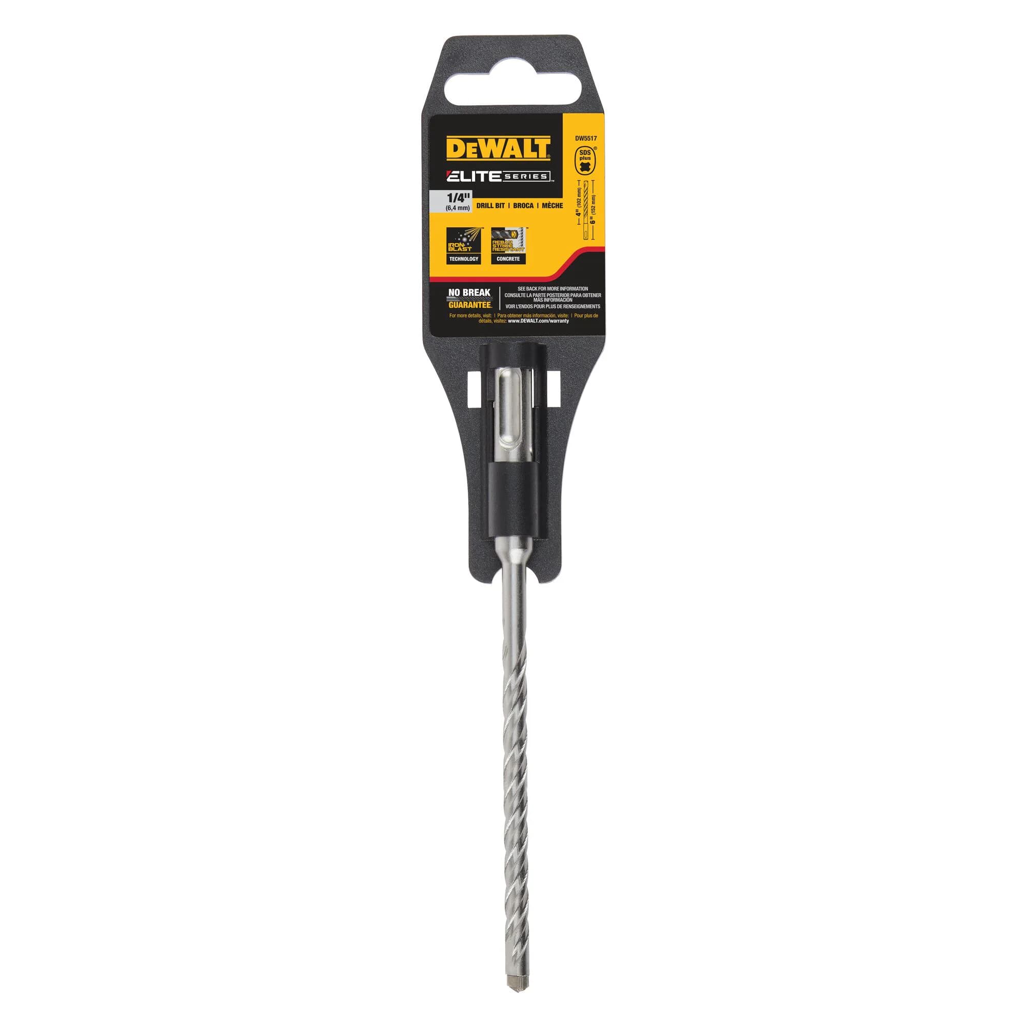 DEWALT 得偉 DW5517-B01 1/4"X152 四溝四刃水泥鑽頭