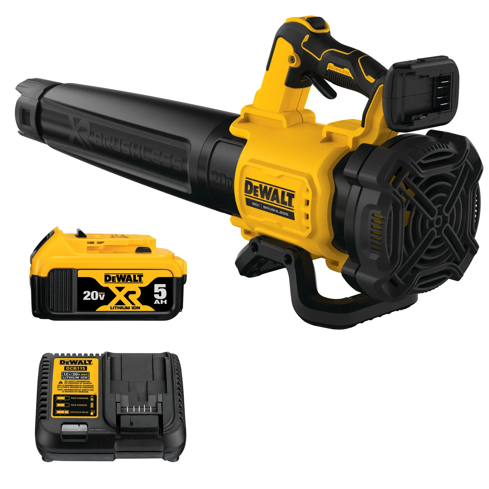 DEWALT 得偉 DCBL722P1 20V 無碳刷吹葉機套裝連 5.0Ah 電池及充電器(三角度)