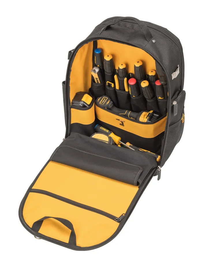 DEWALT 得偉 DWST81690-1 工具收納背包(打開展示內部工具收納)