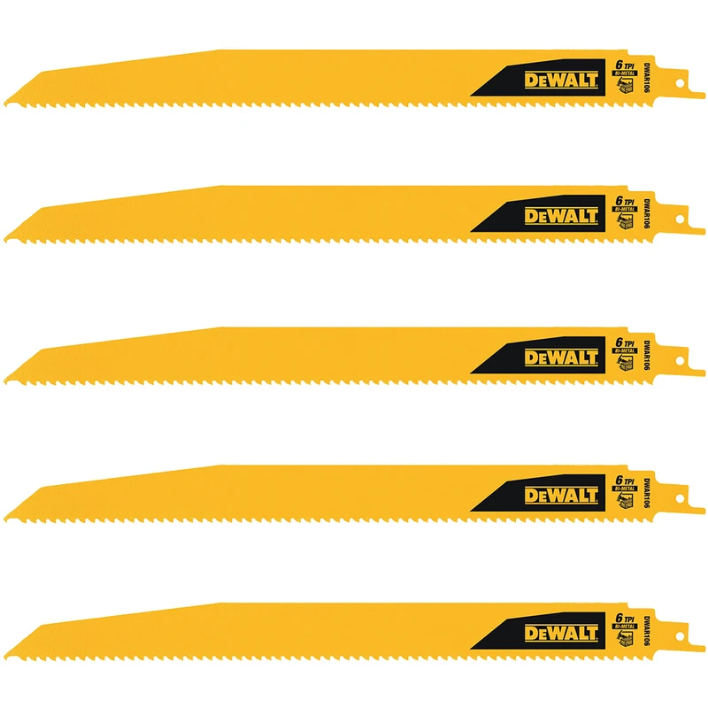 DEWALT 得偉 DWAR106 12吋6T雙金屬破壞型軍刀鋸片(五片裝)