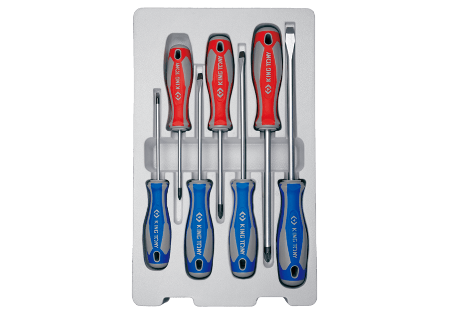 KING TONY 30127MR 7-Piece Slotted and Pozidriv Screwdriver Set