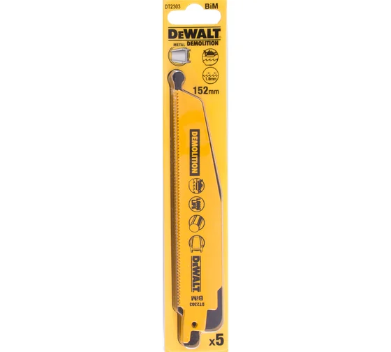 DEWALT 得偉 DT2303-QZ 雙金屬破壞用軍刀鋸片 5片裝包裝