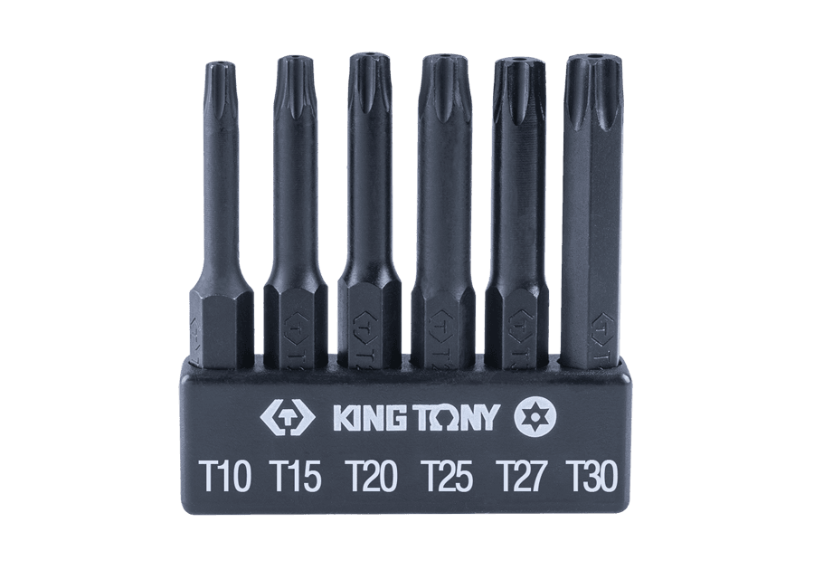 KING TONY 1004C6UQ 6-Piece 1/4-Inch Tamper-Resistant TORX Power Bit Set, 110 mm