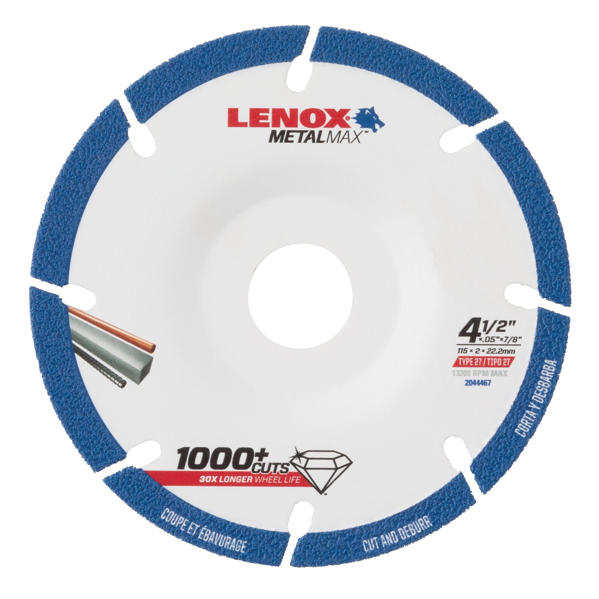 LENOX 狼牌 LE-2044467 METALMAX Type 27 鑽石砂輪片 4-1/2吋 白底產品圖