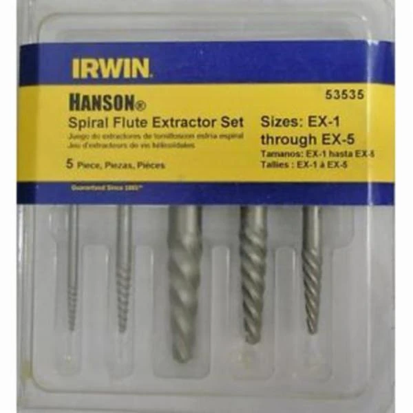 IRWIN 握手牌 Hanson 53535 五支裝螺旋式螺絲取出器套裝(正面,含包裝)