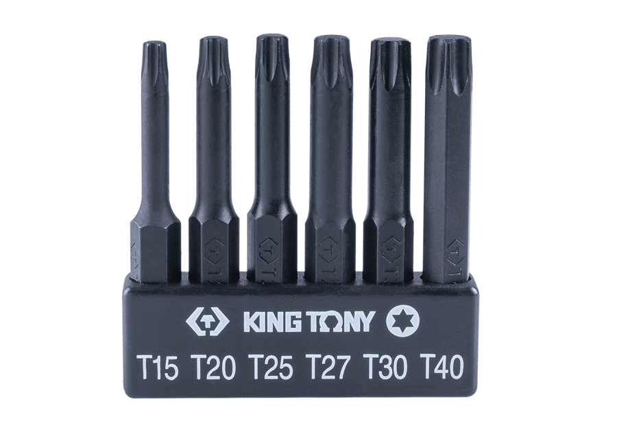 KING TONY 1004A6TQ 六角星型電動起子頭組,T15、T20、T25、T27、T30、T40 六支起子頭