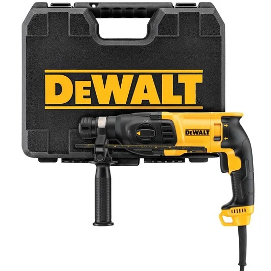 DEWALT 得偉 D25323K 800W 26mm 三用電鎚鑽連原廠工具箱(斜正面)