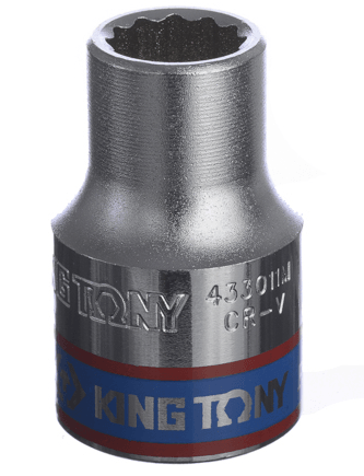 KING TONY 433011M 11 mm、1/2 吋驅動十二角標準套筒,白底完整實物圖