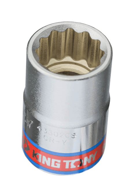 KING TONY 433020S 十二角開口角度示意;來源頁以 433020SR 列示,非型號等同承諾;本款為 1/2 吋方頭、5/8 吋標準套筒,按一顆出售