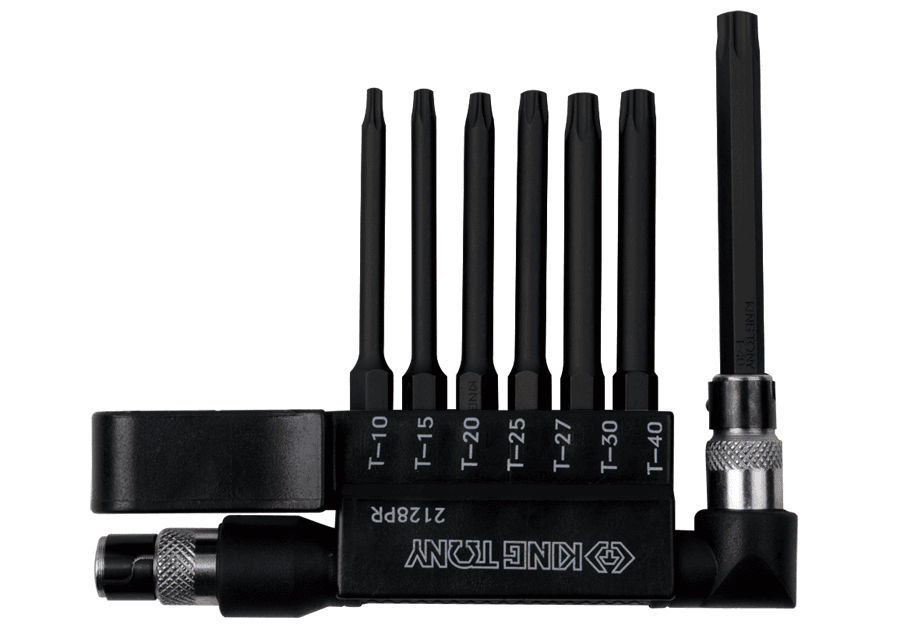KING TONY 2128PR 8-Piece Tamper-Resistant Torx Bit & L-Type Holder Set