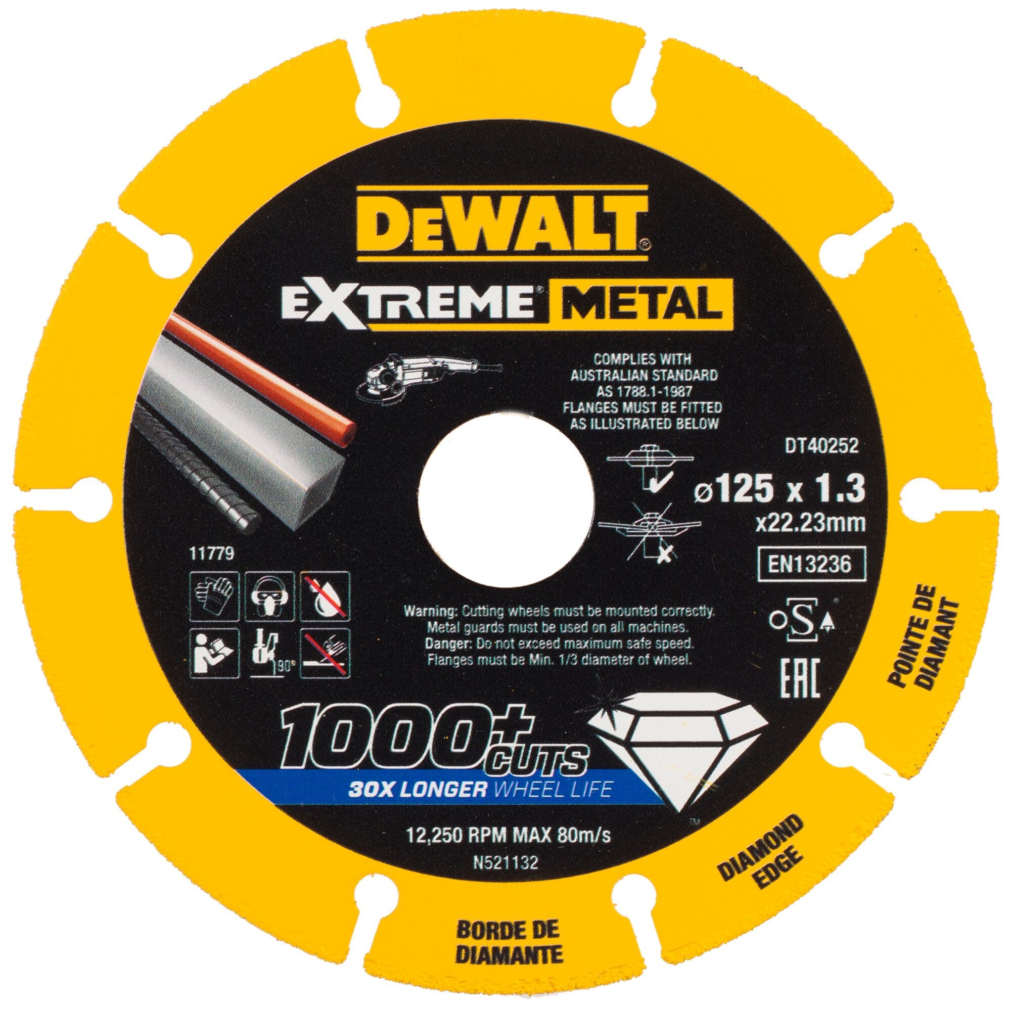 DEWALT 得偉 DT40252-QZ 125 × 22.23 × 1.3 mm EXTREME METAL 金屬鑽石切割碟