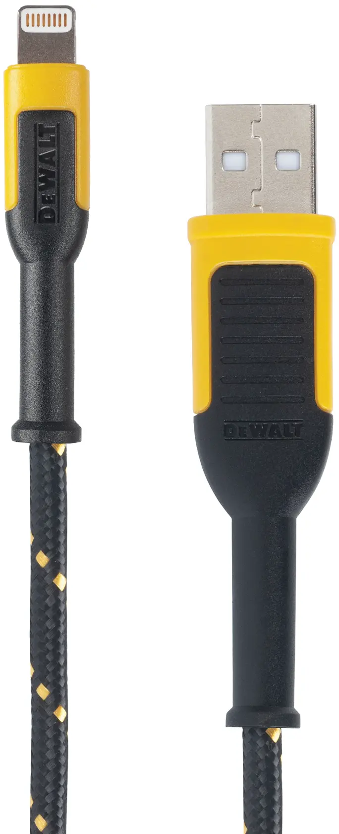DEWALT 得偉 DXMA1311325 Lightning 充電傳輸線 兩端接頭細節(USB-A 及 Lightning)