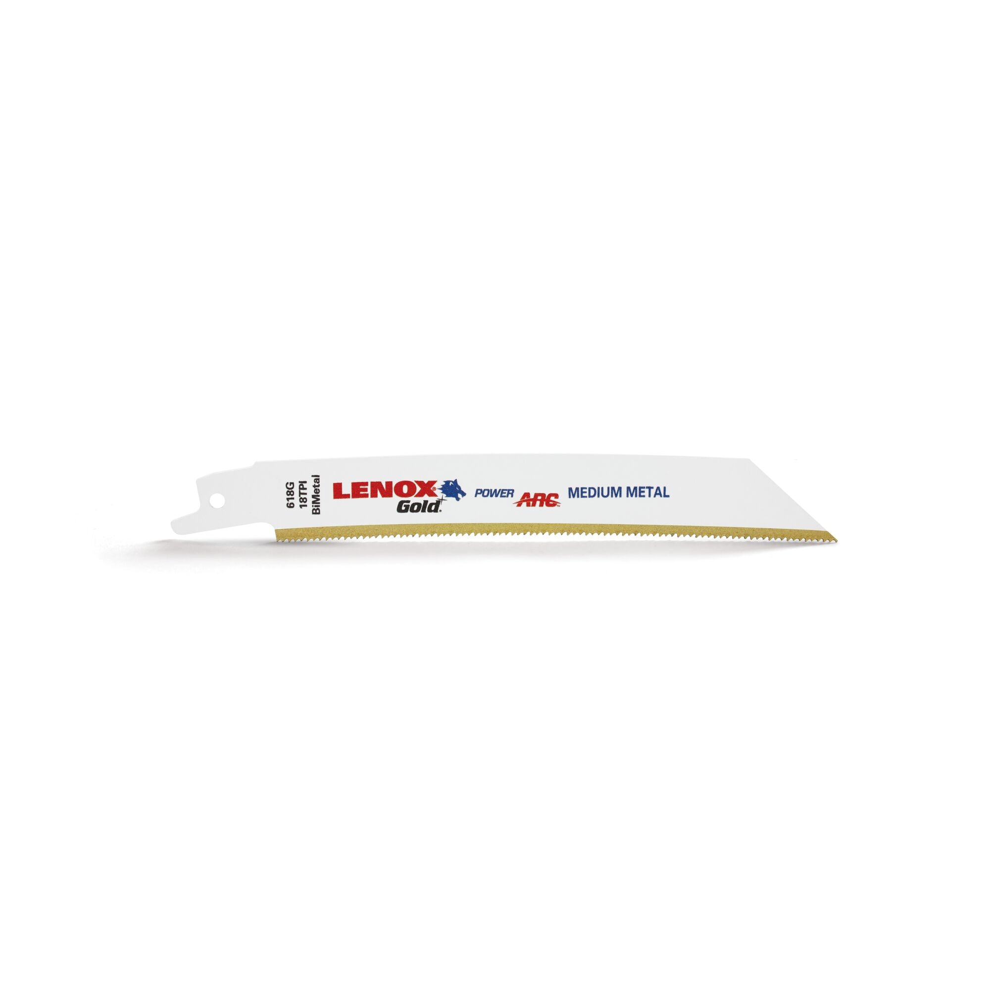 LENOX 狼牌 LE-618GR-5 Gold Power Arc 鍍鈦軍刀鋸片 152mm 18T 白底產品圖