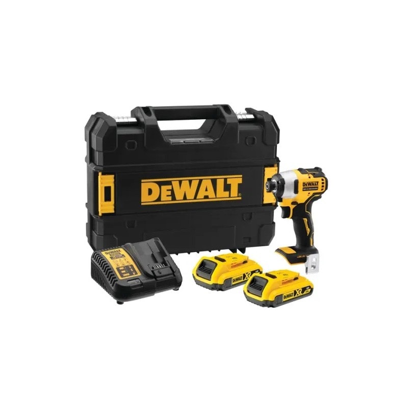 DEWALT 得偉 DCF809D2T 衝擊起子機 TSTAK 套裝連充電器及兩粒 2.0Ah 電池(斜側面)