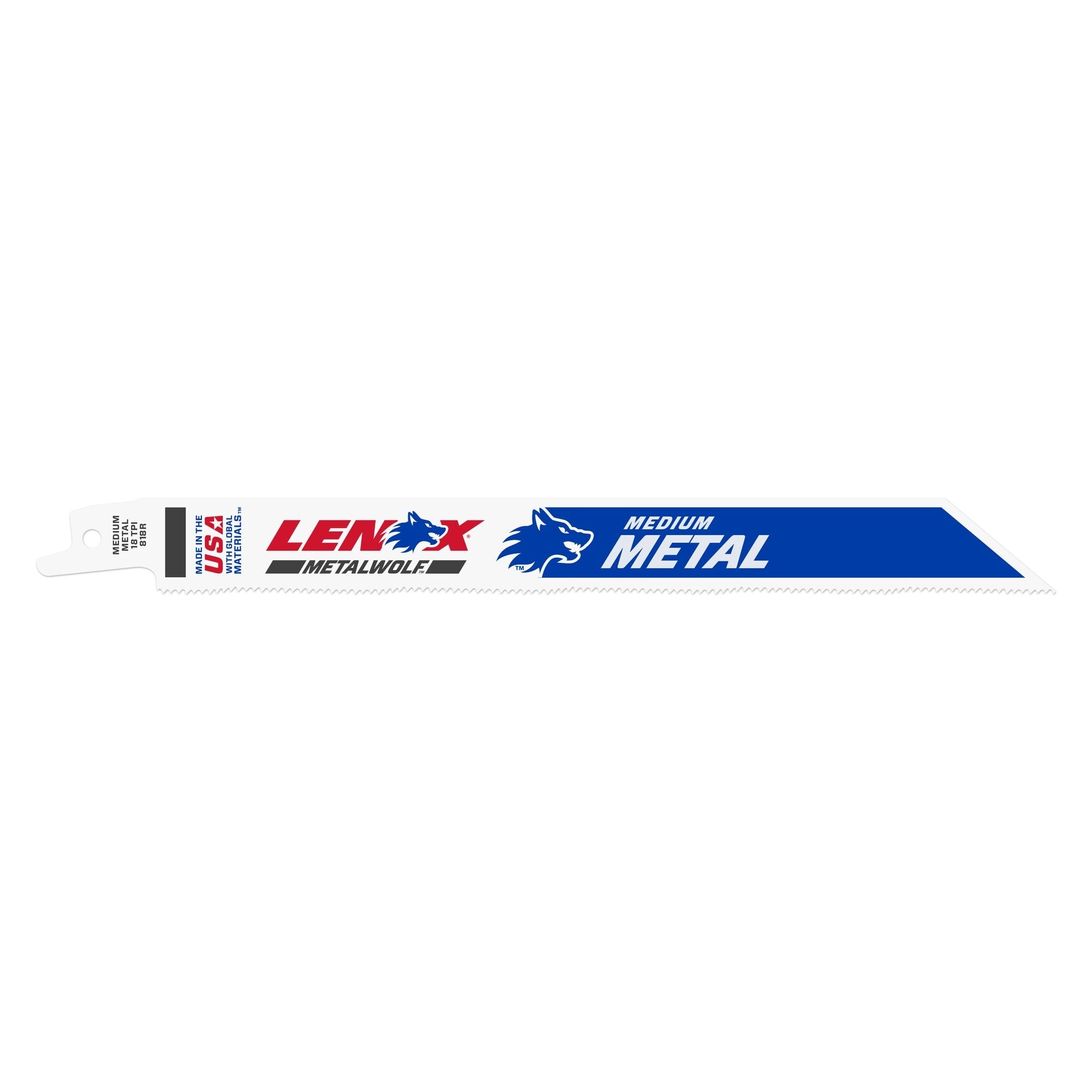 LENOX 狼牌 LE-818R-5 METALWOLF 中型金屬用雙金屬軍刀鋸片 203mm 18T 白底產品圖