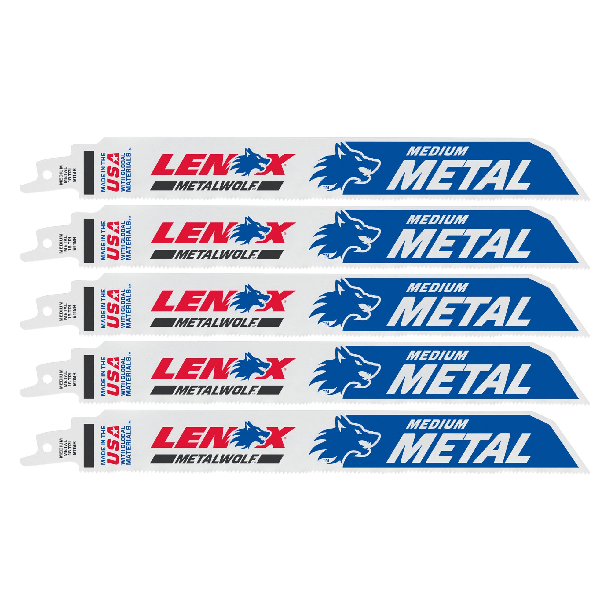 LENOX 狼牌 LE-9118R-5 雙金屬軍刀鋸片 229mm 18T 五片裝 白底產品圖