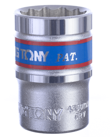 KING TONY 19 mm 1/2吋十二角套筒同設計地區版本示意完整工具;來源433019MH,非433019M包裝照片,本款售價以一顆計