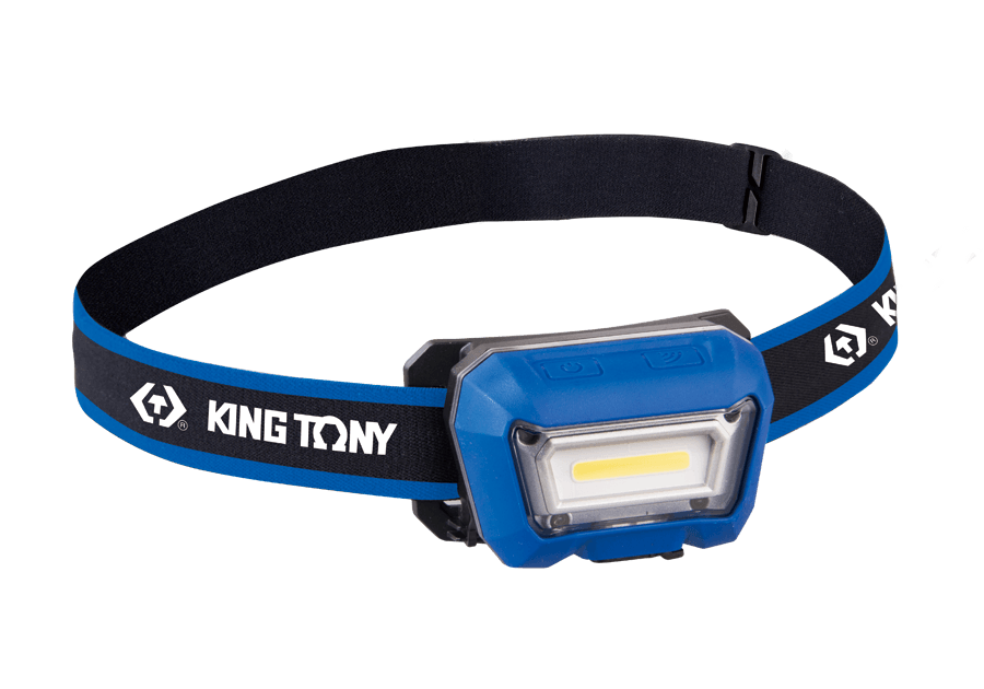 KING TONY 9TA52 系列原廠頭燈示意,僅展示頭燈及頭帶;本款為 9TA52B 3W 280流明美洲及亞洲版本,充電器及充電線未展示