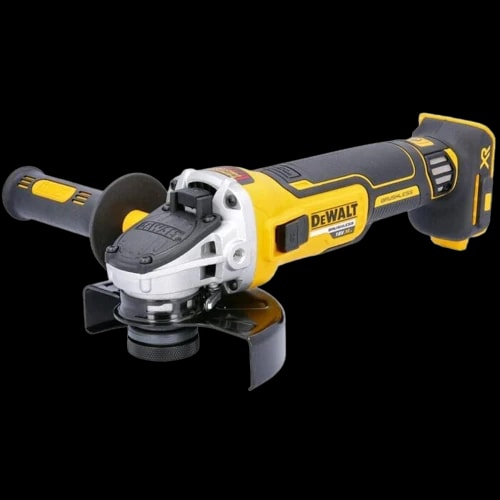 DEWALT 得偉 DCG405N 20V 無碳刷4吋砂輪機(空機)連側手柄及護罩(斜側面)