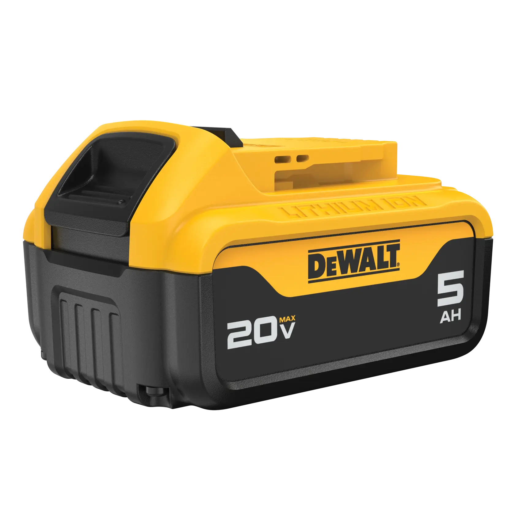 DEWALT 得偉 DCB205 20V MAX 5.0Ah XR 超鋰電池(四分之三角度)