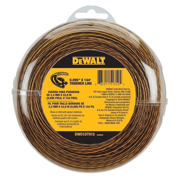 DEWALT 得偉 DWO1DT915 割草繩 0.095吋 x 144呎(正面)