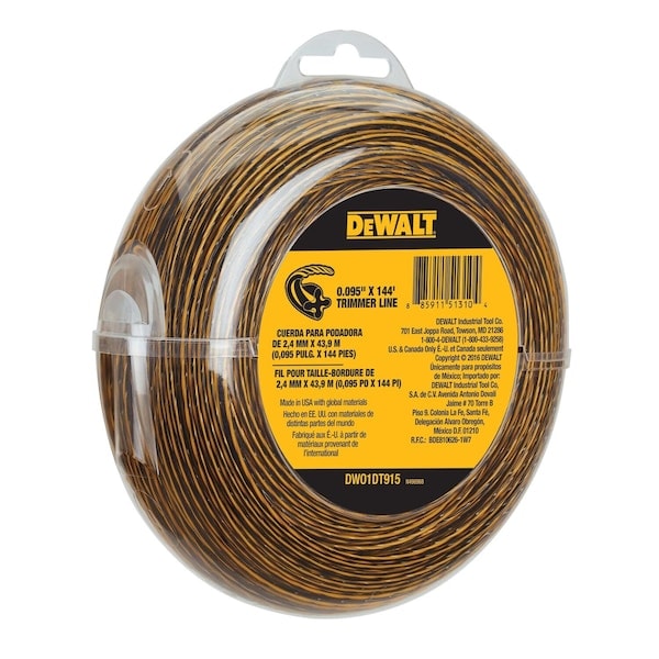 DEWALT 得偉 DWO1DT915 割草繩 0.095吋 x 144呎(斜角)