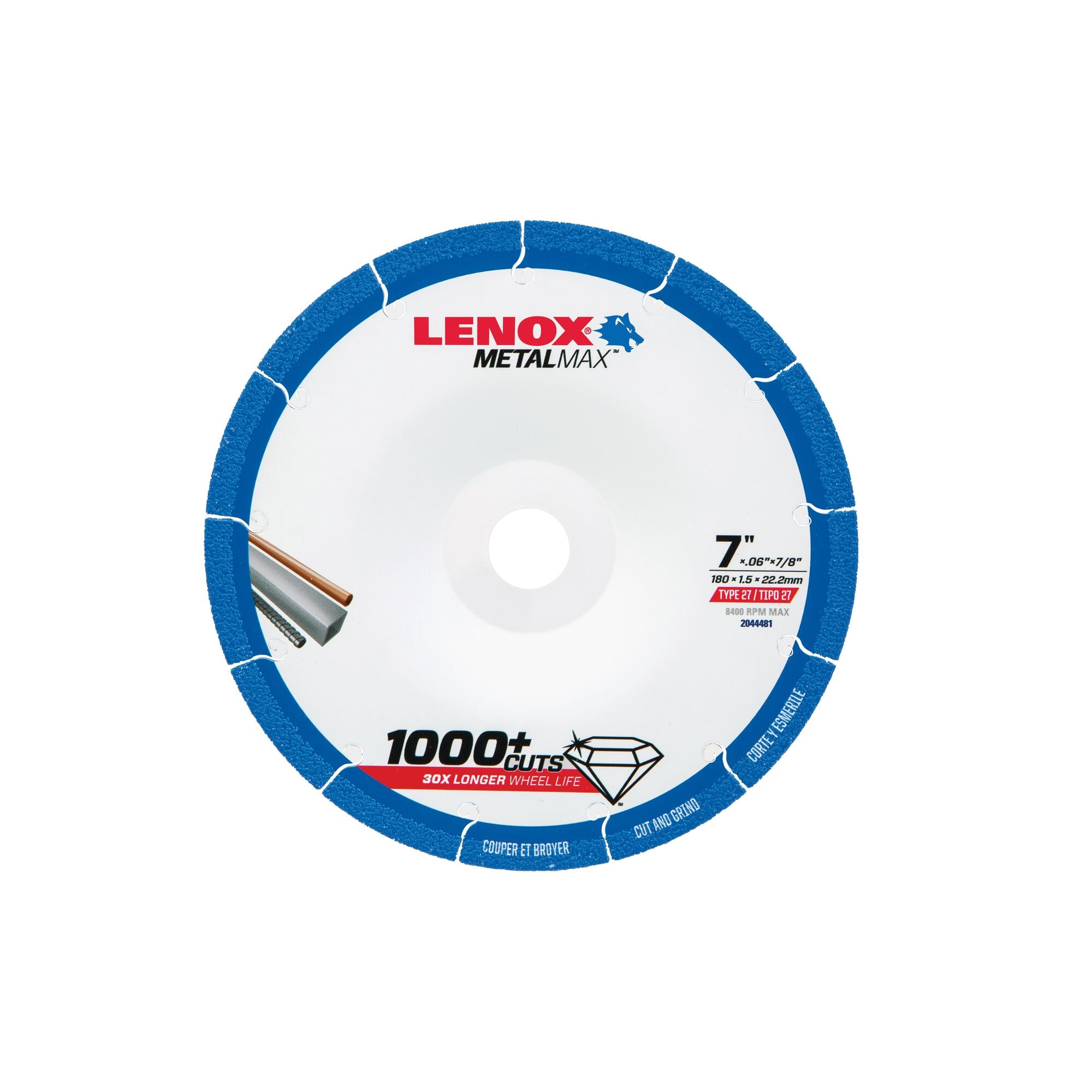 LENOX 狼牌 LE-2044481 MetalMax 鑽石研磨切割片 7吋 Type 27 白底產品圖