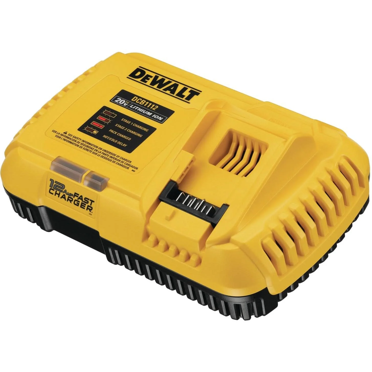 DEWALT 得偉 DCB1112 20V MAX 12A 快速充電器(三角度斜視)