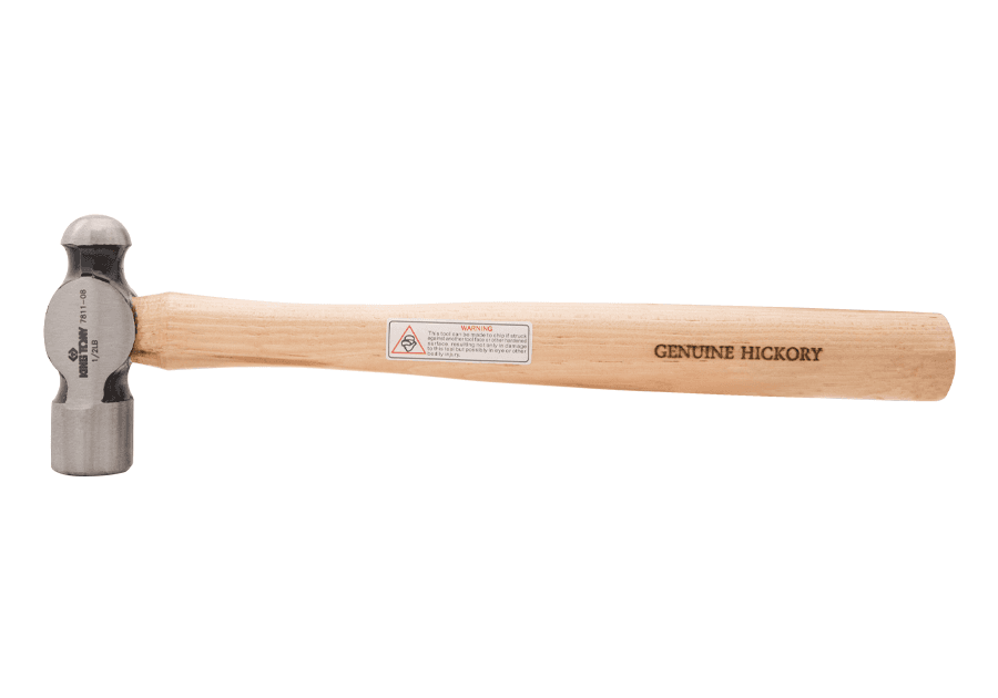 KING TONY 7811-08 American-Style Ball Peen Hammer, Hickory Handle, 8 oz, 300 mm