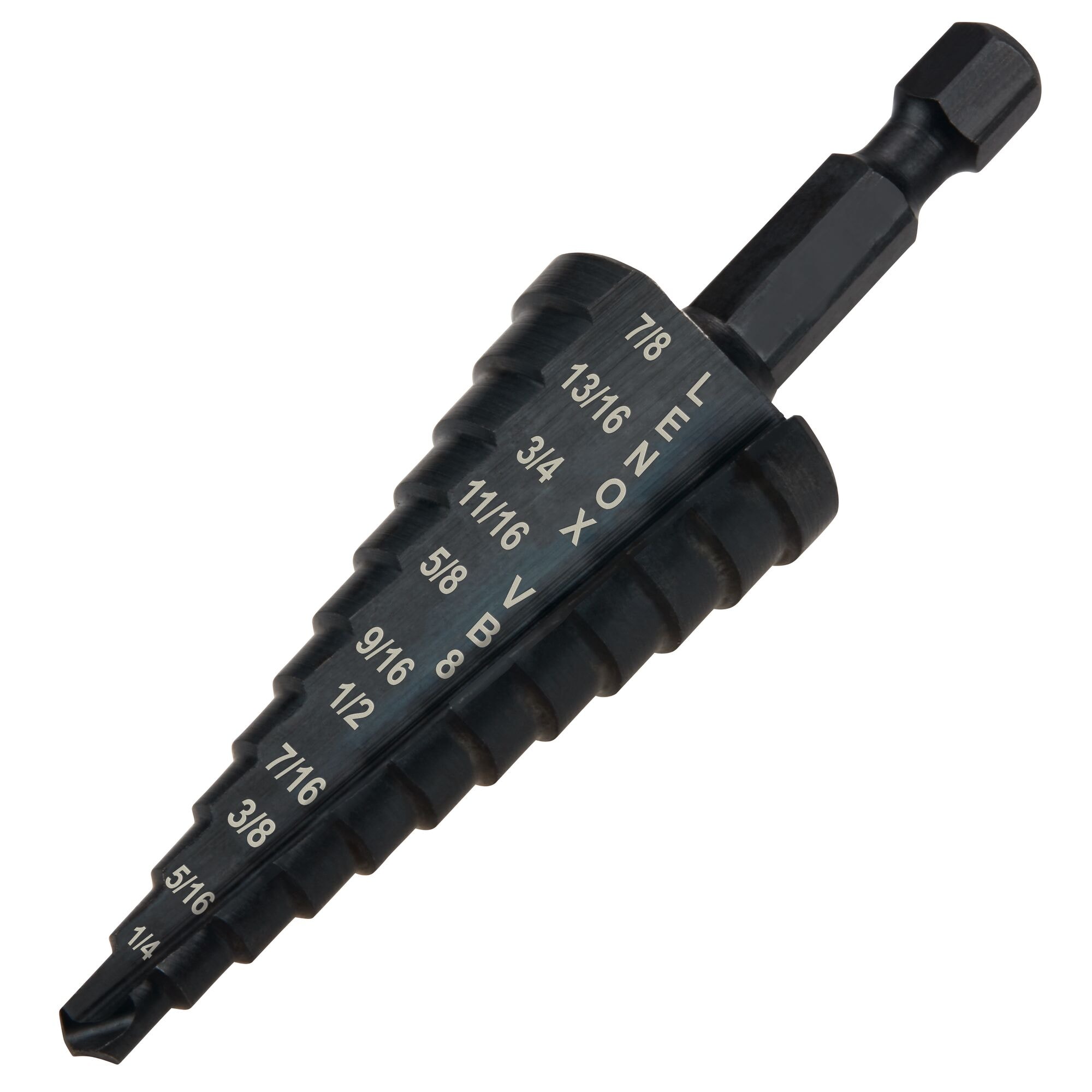 LENOX 狼牌 LE-30908VB8 Vari-Bit 階梯鑽 3/16-7/8 吋 12 孔徑 白底產品圖