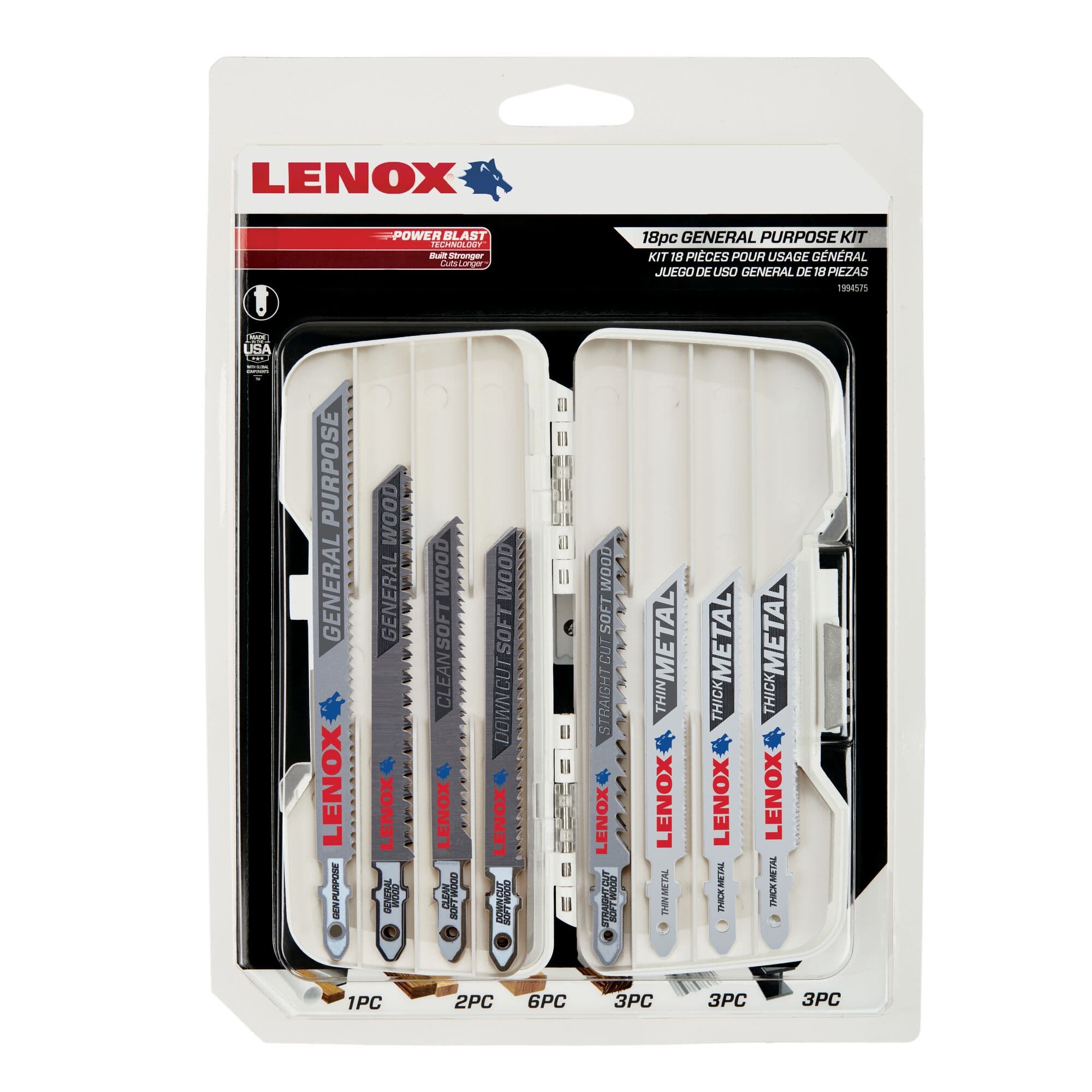 LENOX LE-1994575 18-Piece T-Shank General Purpose Jig Saw Blade Kit with Hard Case