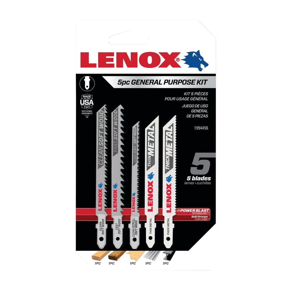 LENOX 狼牌 LE-1994456 5件式通用型線鋸片組 T型柄 白底產品圖