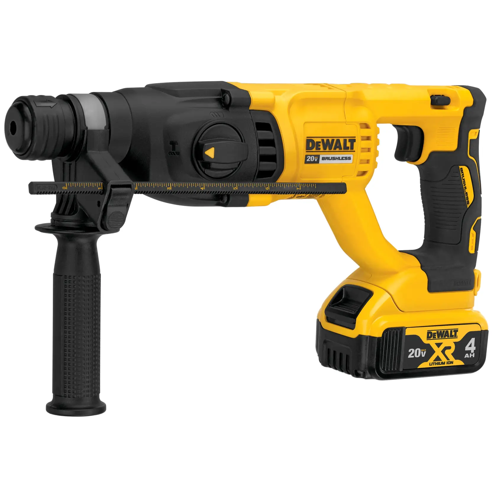 DEWALT 得偉 DCH133 20V 無碳刷四溝三用電鎚鑽 斜角全機圖