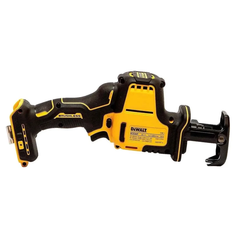 DEWALT 得偉 DCS369N 20V 無碳刷直立型軍刀鋸(另一側面)