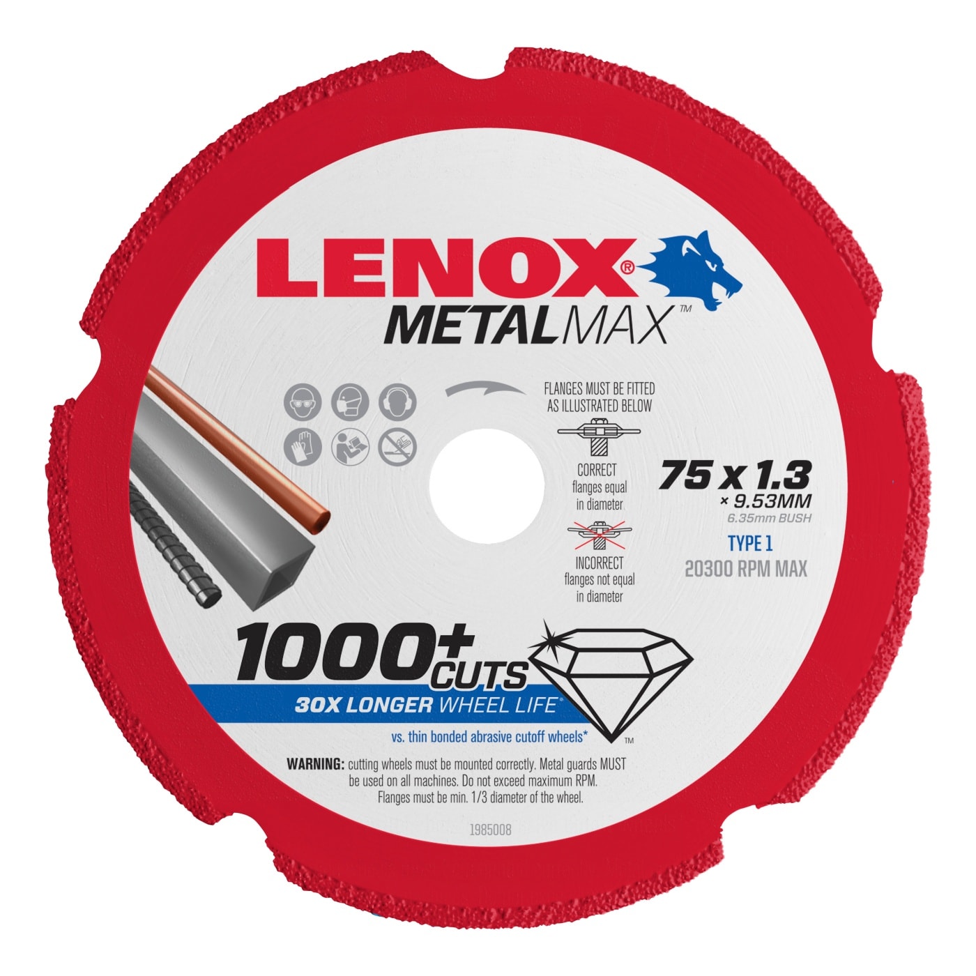 LENOX 狼牌 LE-1985008 METALMAX 鑽石切割片 75mm 白底產品圖
